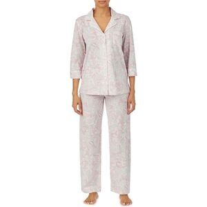 New! RALPH LAUREN Women's Paisley Print 2-Piece Knit Pajamas PJ Set Top & Pants